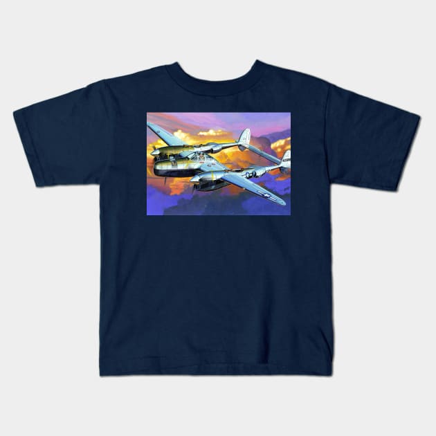 P38 Pathfinder Kids T-Shirt by Aircraft.Lover